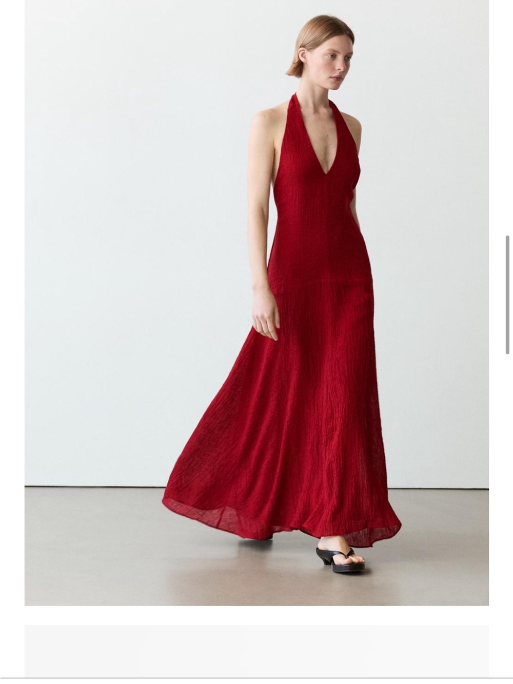 Massimo Dutti Red Halter Maxi Dress - Picture 4 of 8